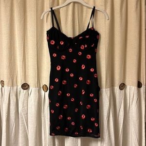 Black mini dress with red detail